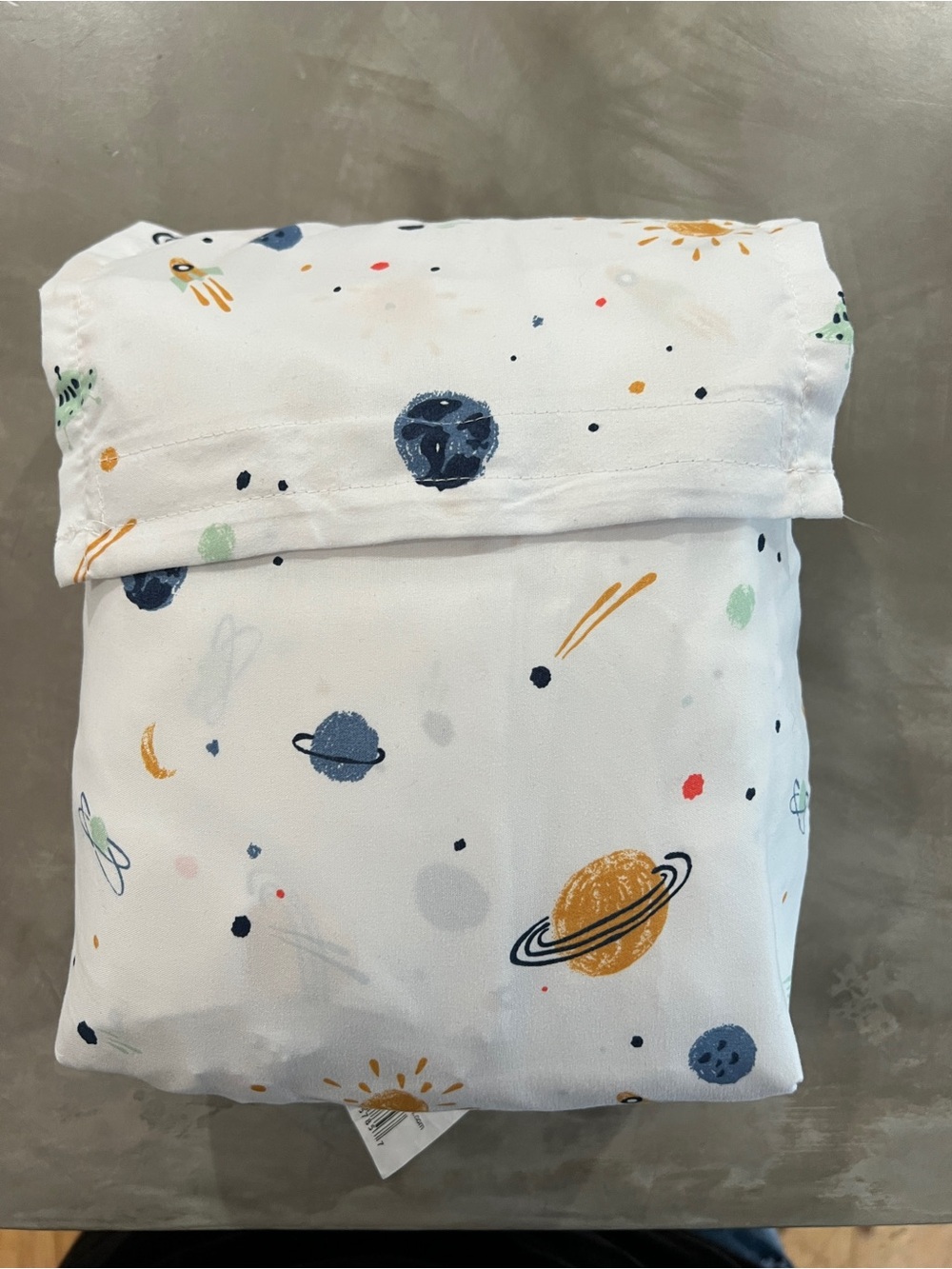 Target White Space-Print Bedding Set with Blue and Gold Accents